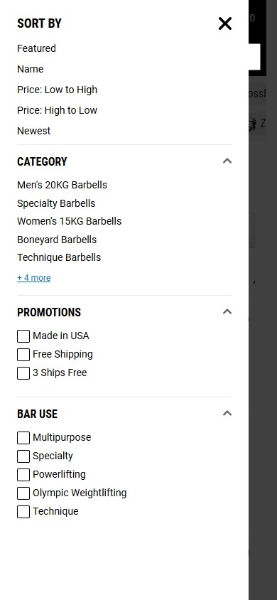 Rogue Fitness — Barbells Collection (Mobile)