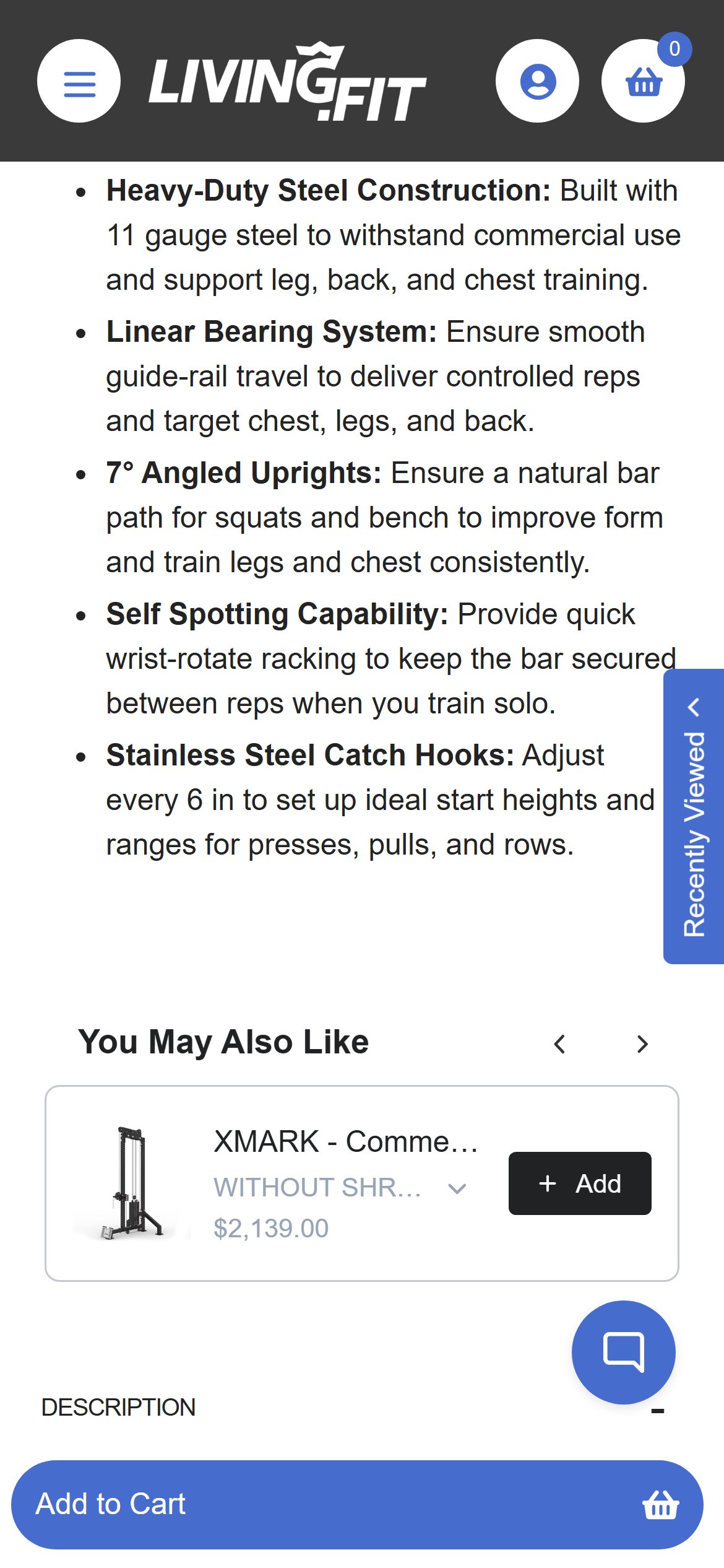Living.Fit — Smith Machine PDP (Mobile)